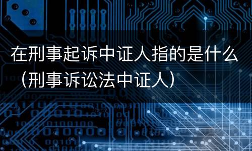 在刑事起诉中证人指的是什么（刑事诉讼法中证人）
