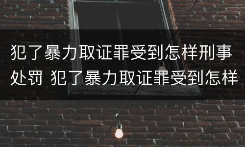 犯了暴力取证罪受到怎样刑事处罚 犯了暴力取证罪受到怎样刑事处罚才能缓刑