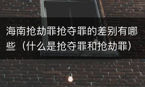 海南抢劫罪抢夺罪的差别有哪些（什么是抢夺罪和抢劫罪）