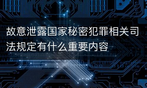 故意泄露国家秘密犯罪相关司法规定有什么重要内容