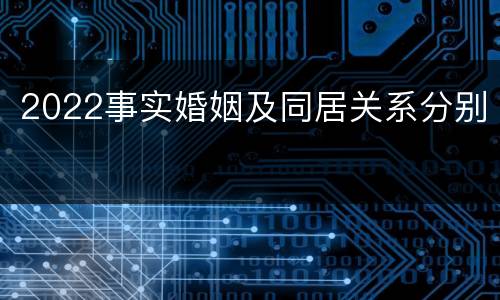 2022事实婚姻及同居关系分别
