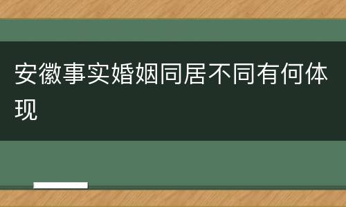 安徽事实婚姻同居不同有何体现
