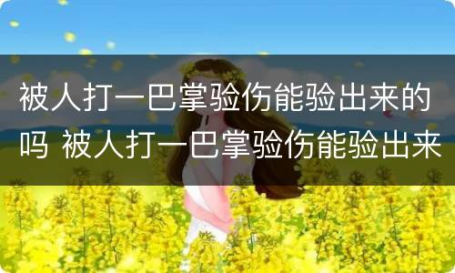 被人打一巴掌验伤能验出来的吗 被人打一巴掌验伤能验出来的吗