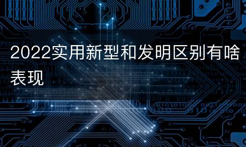 2022实用新型和发明区别有啥表现