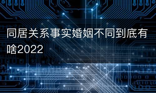 同居关系事实婚姻不同到底有啥2022