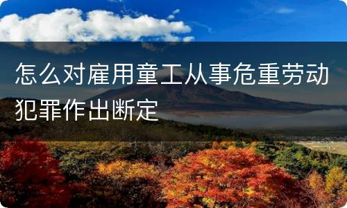 怎么对雇用童工从事危重劳动犯罪作出断定