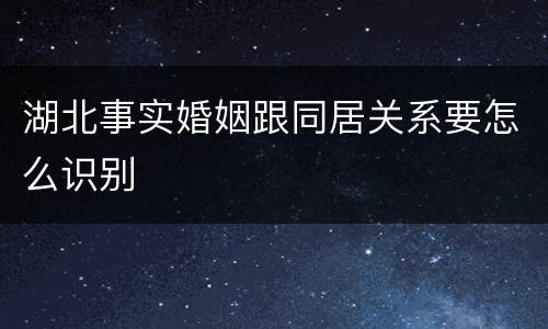 湖北事实婚姻跟同居关系要怎么识别