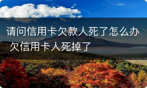 请问信用卡欠款人死了怎么办 欠信用卡人死掉了