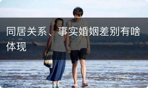 同居关系、事实婚姻差别有啥体现