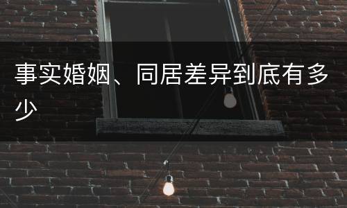 事实婚姻、同居差异到底有多少