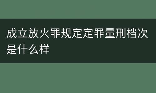 成立放火罪规定定罪量刑档次是什么样