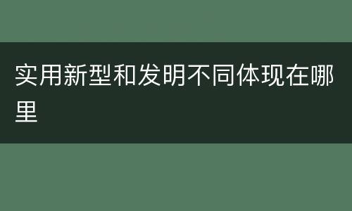 实用新型和发明不同体现在哪里