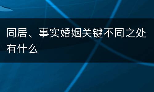 同居、事实婚姻关键不同之处有什么