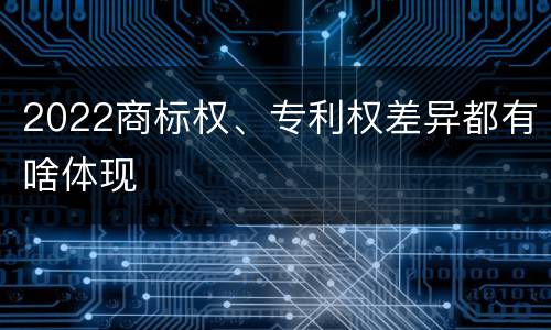 2022商标权、专利权差异都有啥体现