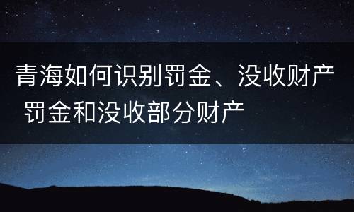 青海如何识别罚金、没收财产 罚金和没收部分财产