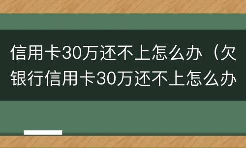 信用卡30万还不上怎么办（欠银行信用卡30万还不上怎么办）