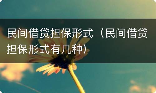 民间借贷担保形式（民间借贷担保形式有几种）