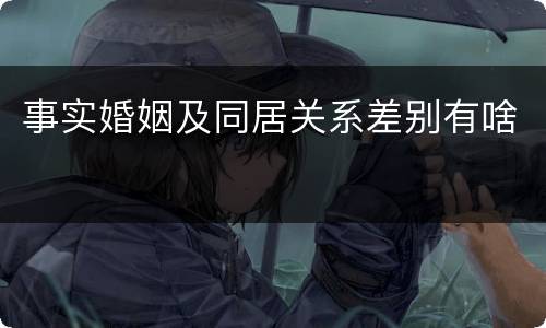 事实婚姻及同居关系差别有啥