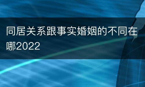 同居关系跟事实婚姻的不同在哪2022