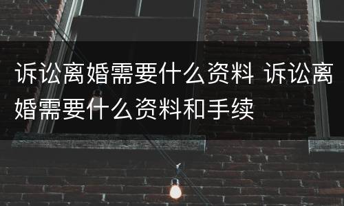 诉讼离婚需要什么资料 诉讼离婚需要什么资料和手续