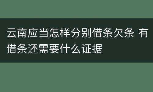 云南应当怎样分别借条欠条 有借条还需要什么证据
