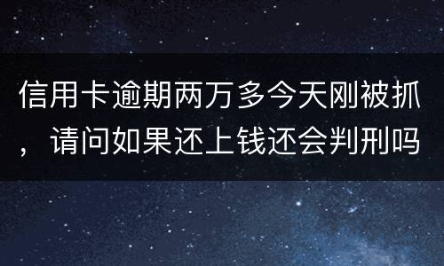 信用卡逾期两万多今天刚被抓，请问如果还上钱还会判刑吗