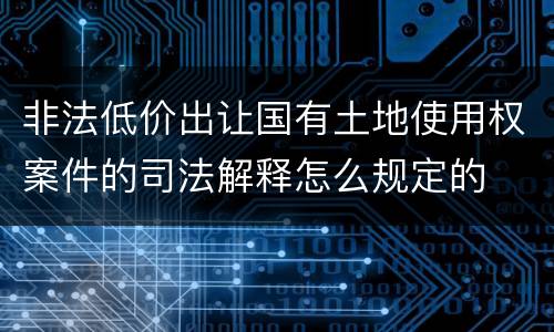 非法低价出让国有土地使用权案件的司法解释怎么规定的