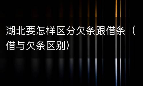 湖北要怎样区分欠条跟借条（借与欠条区别）