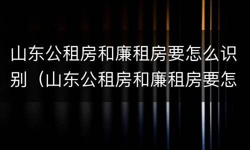 山东公租房和廉租房要怎么识别（山东公租房和廉租房要怎么识别才能买）