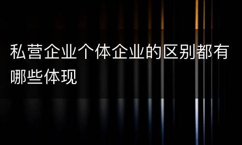 私营企业个体企业的区别都有哪些体现