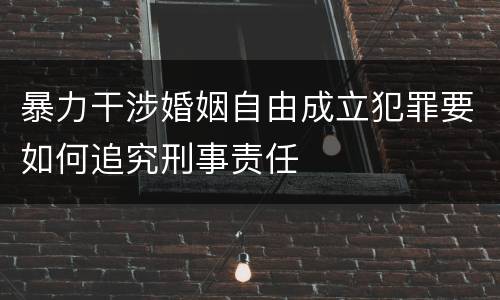 暴力干涉婚姻自由成立犯罪要如何追究刑事责任