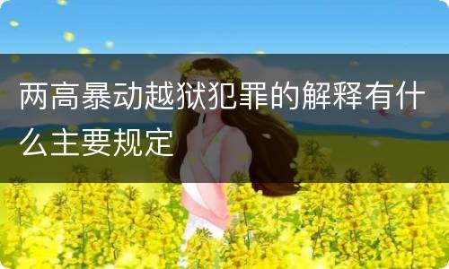 两高暴动越狱犯罪的解释有什么主要规定