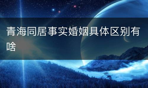 青海同居事实婚姻具体区别有啥