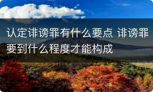 认定诽谤罪有什么要点 诽谤罪要到什么程度才能构成