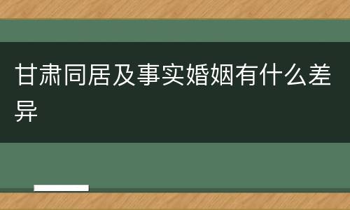 甘肃同居及事实婚姻有什么差异