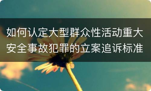如何认定大型群众性活动重大安全事故犯罪的立案追诉标准