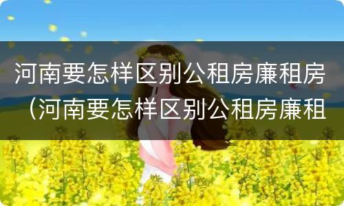 河南要怎样区别公租房廉租房（河南要怎样区别公租房廉租房呢）