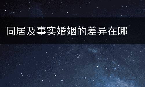 同居及事实婚姻的差异在哪