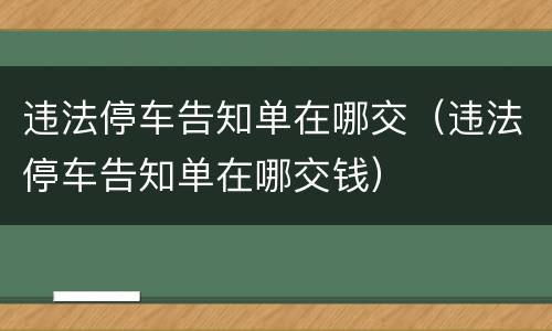 违法停车告知单在哪交（违法停车告知单在哪交钱）