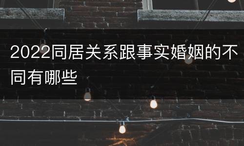 2022同居关系跟事实婚姻的不同有哪些