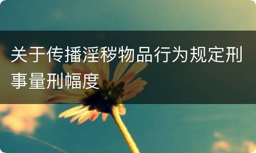 关于传播淫秽物品行为规定刑事量刑幅度