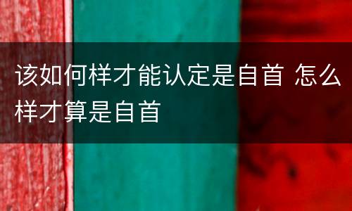 该如何样才能认定是自首 怎么样才算是自首