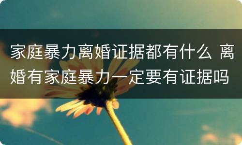 家庭暴力离婚证据都有什么 离婚有家庭暴力一定要有证据吗