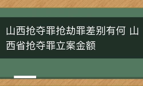 山西抢夺罪抢劫罪差别有何 山西省抢夺罪立案金额