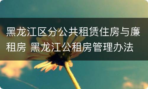 黑龙江区分公共租赁住房与廉租房 黑龙江公租房管理办法