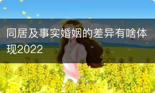 同居及事实婚姻的差异有啥体现2022
