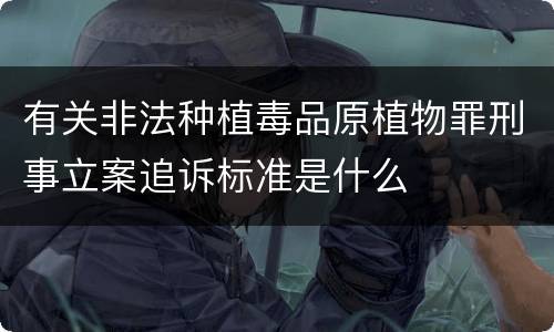 有关非法种植毒品原植物罪刑事立案追诉标准是什么