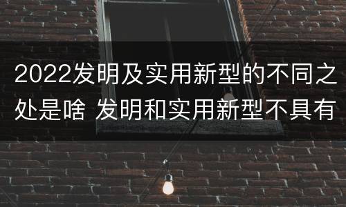 2022发明及实用新型的不同之处是啥 发明和实用新型不具有什么特性