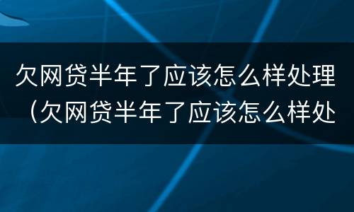 欠网贷半年了应该怎么样处理（欠网贷半年了应该怎么样处理呢）