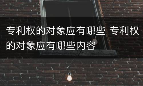专利权的对象应有哪些 专利权的对象应有哪些内容